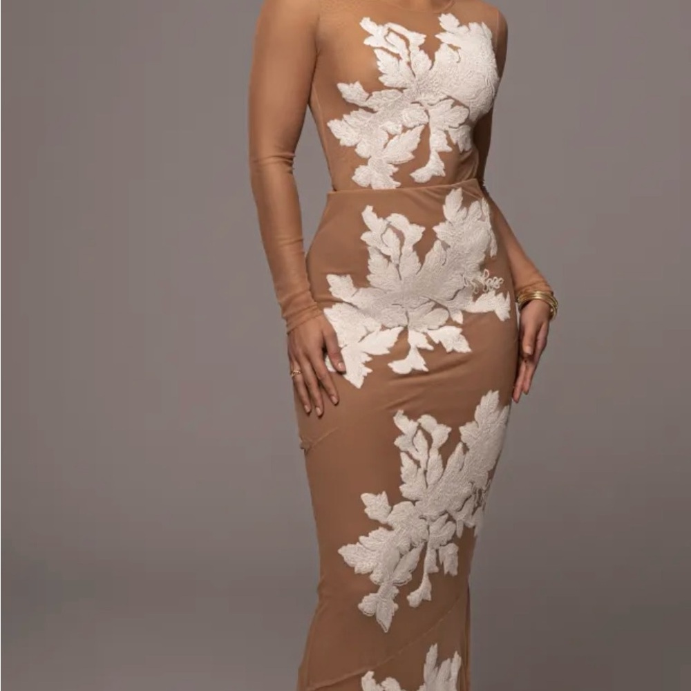 White Charmed Embroidered Mesh Bodysuit and Skirt set